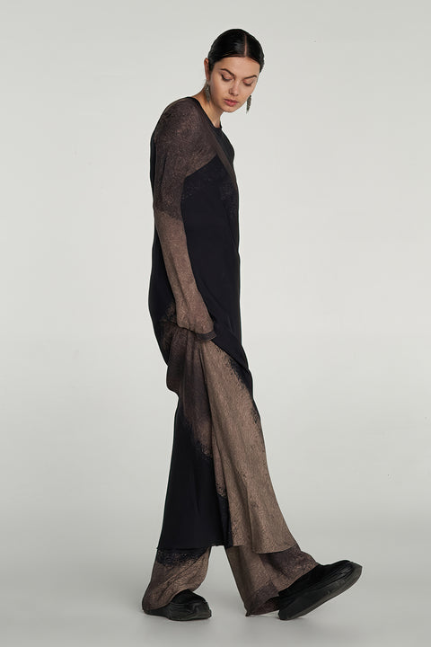 Long Sleeve Core Slip Dress - Emulsion Print
