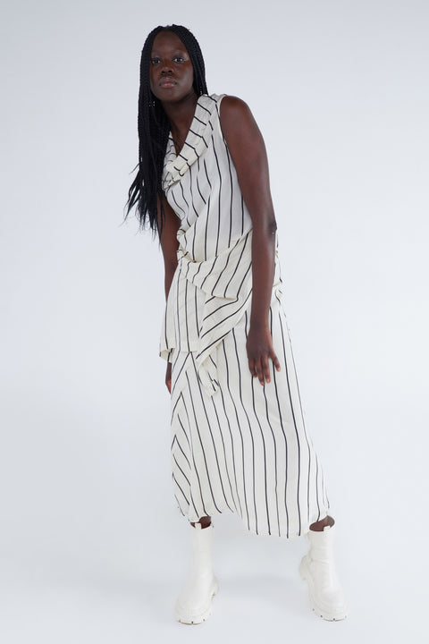 Stripe Narrative Skirt - Thin Black/Ivory Stripe