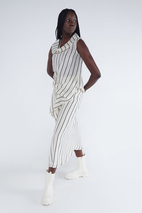 Stripe Narrative Skirt - Thin Black/Ivory Stripe