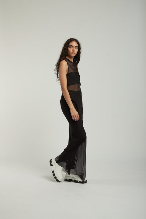 Sheer Core Slip Dress - Black