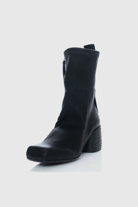 Strong Lace Heeled Boot - Black/Black