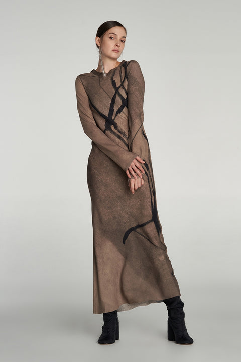 Long Sleeve Core Slip Dress - Suspension Print